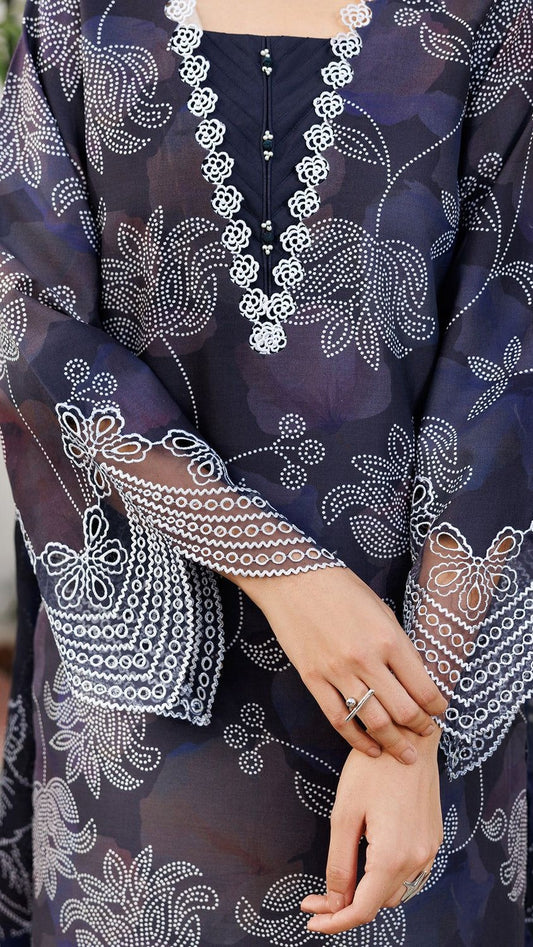 BRN KHADDAR-3PC EMBROIDERED UNSTITCHED