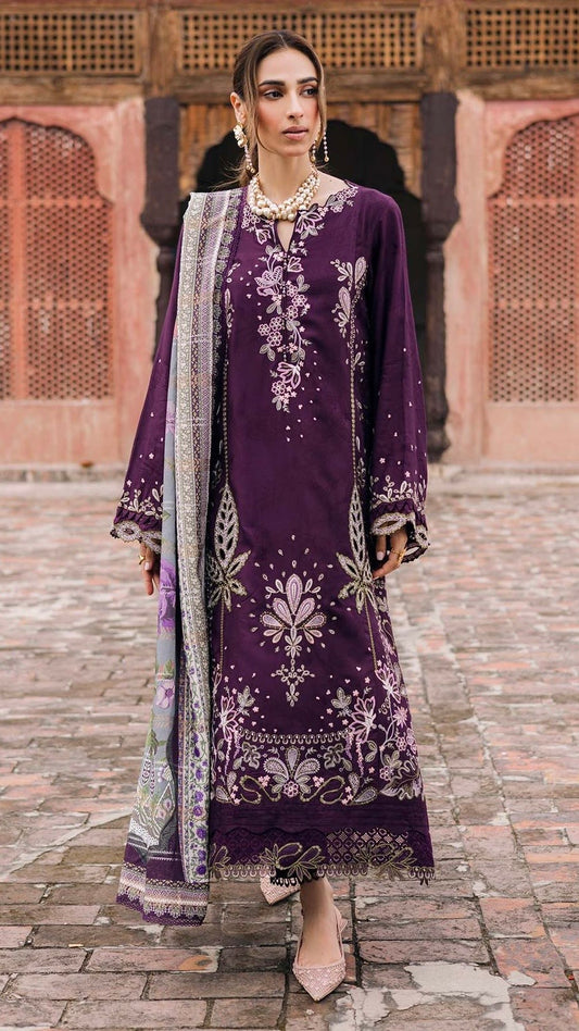 NRN-3PC DHANAK EMBROIDERED USNTICHED