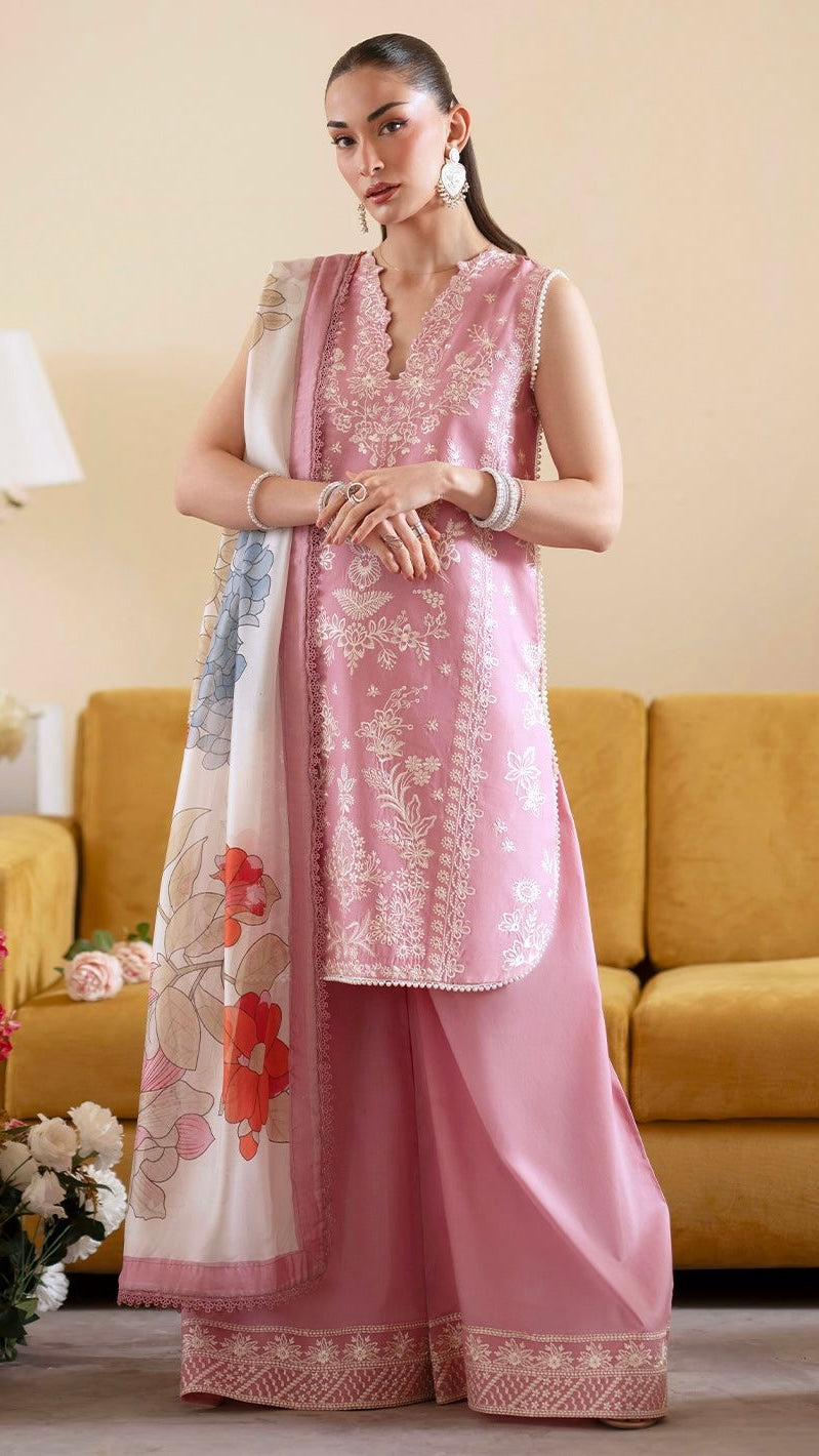 MHN-3PC UNSTITCHED EMROIDERED OUTFIT