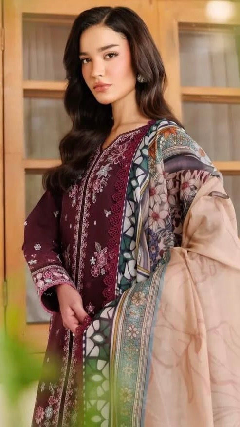 FRS-3Pc LAWN EMROIDERED UNSTITC (EID SPECIAL)