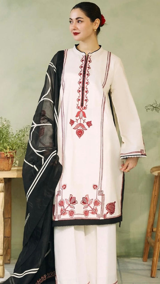 FN-3Pc Unique Embroidered Unstitched