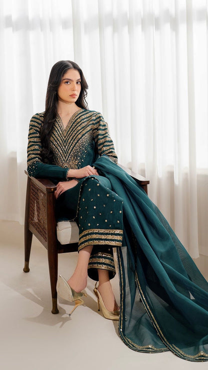JZ-3PC UNSTITCHED HEAVY EMBROIDERED OUTFIT (EID SPECIAL)