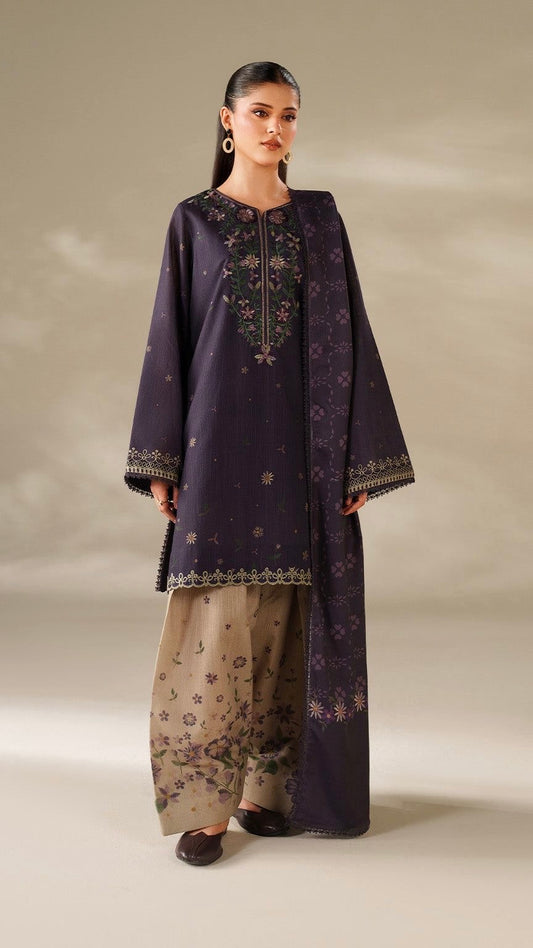 IZN-3PC DHANAK EMBROIDERED UNSTICHED
