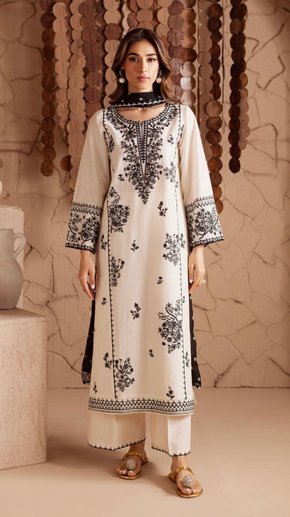 IZK-3PC UNTITCHED FULL EMBROIDERED OUTFIT
