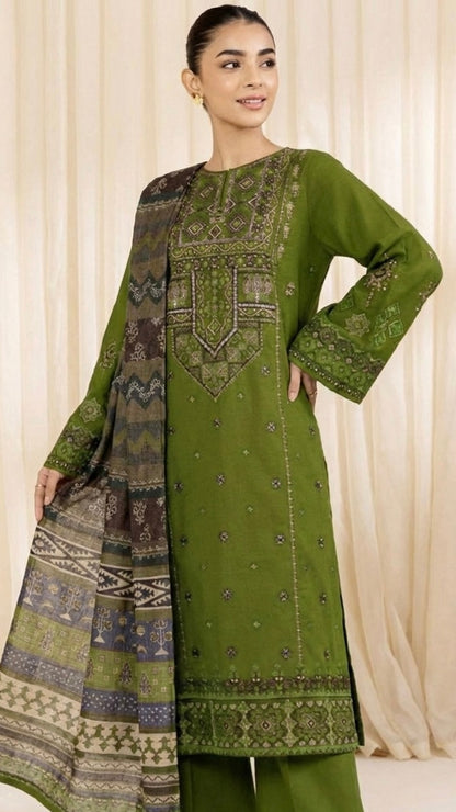 SPH-3PC UNSTITCHED FULLY EMBROIDERED OUTFIT