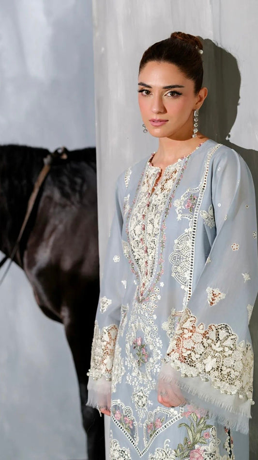 ELF-3PC FANCY UNSTITCHED EMBROIDERED OUTFIT