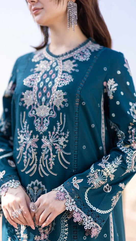 IZN-3PC DHANAK EMBROIDERED UNSTICHED