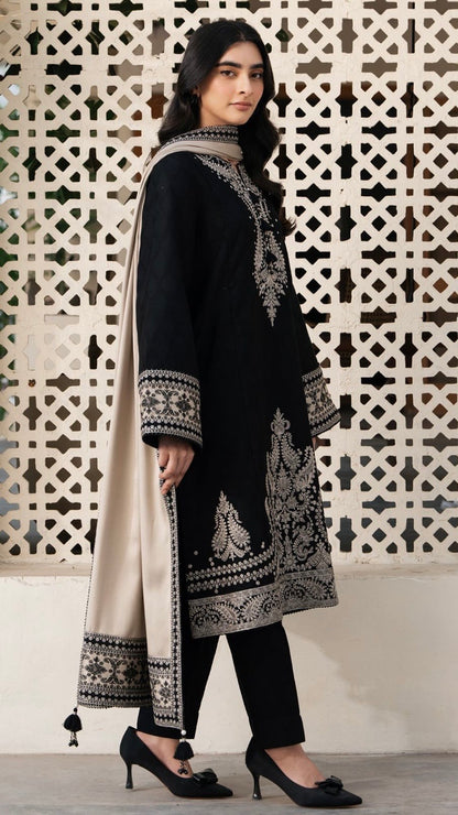JZN-3PC UNSTITCHED FULLY EMROIDERED OUTFIT