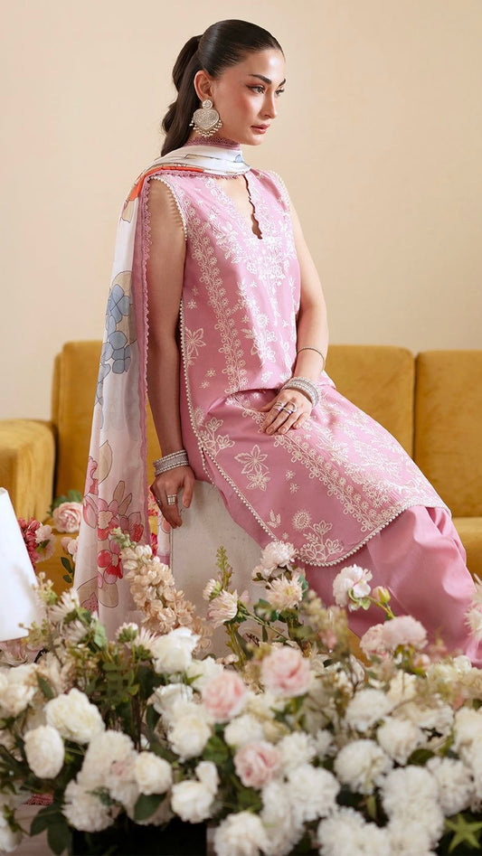 MHN-3PC UNSTITCHED EMROIDERED OUTFIT