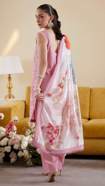 MHN-3PC UNSTITCHED EMROIDERED OUTFIT