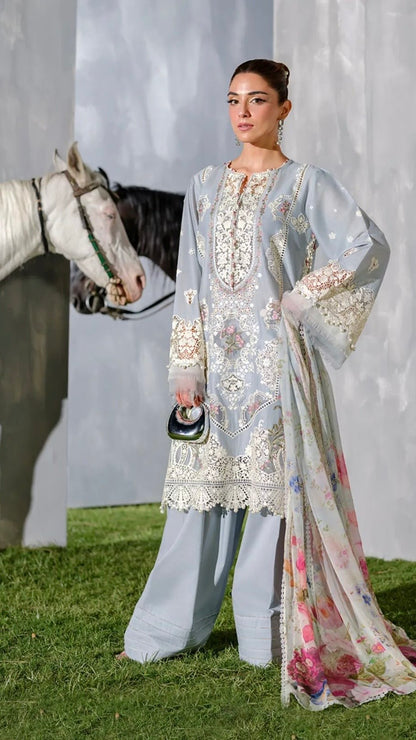 ELF-3PC FANCY UNSTITCHED EMBROIDERED OUTFIT