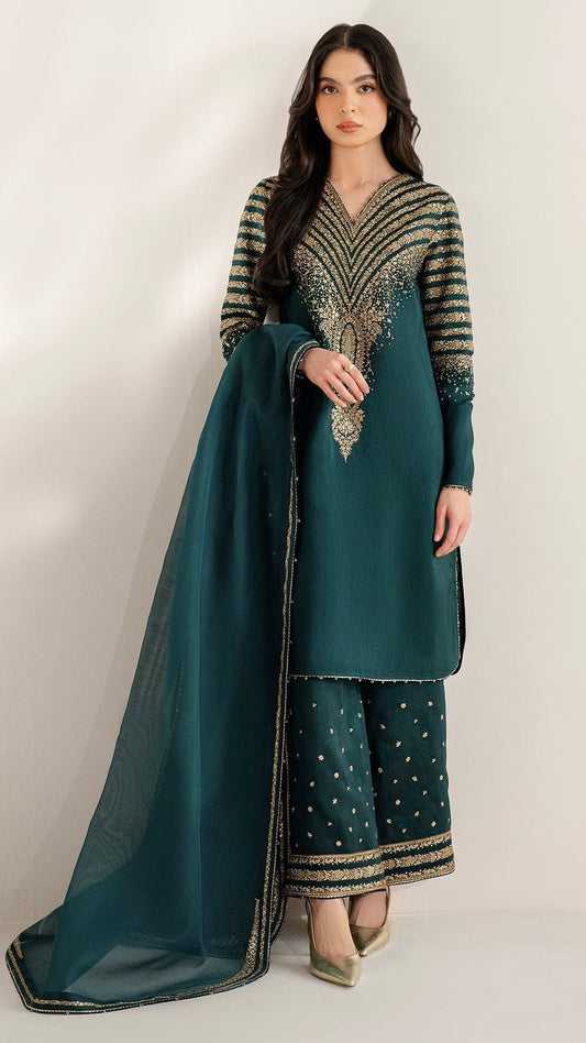 JZ-3PC UNSTITCHED HEAVY EMBROIDERED OUTFIT (EID SPECIAL)