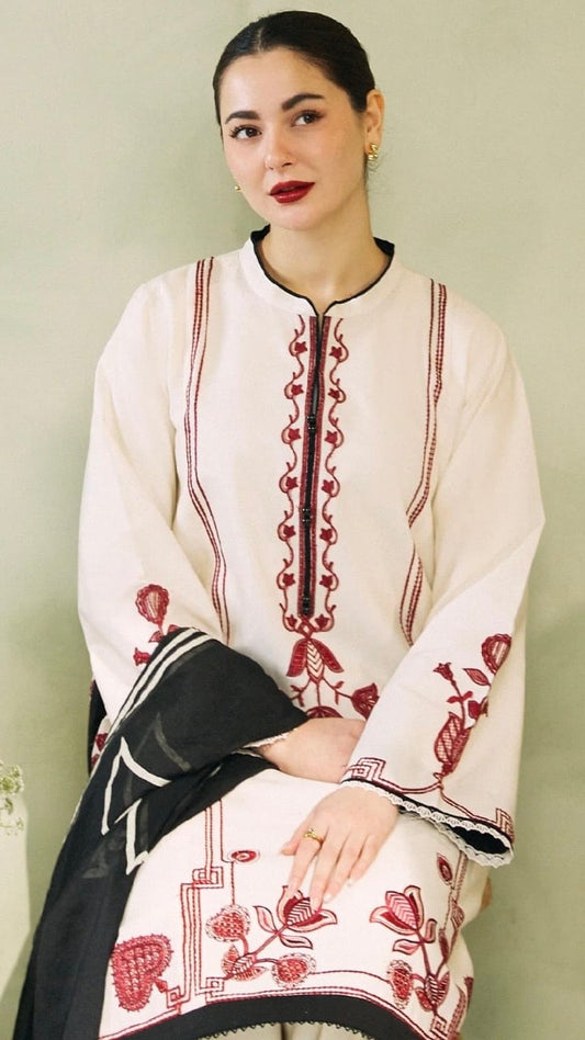 FN-3Pc Unique Embroidered Unstitched