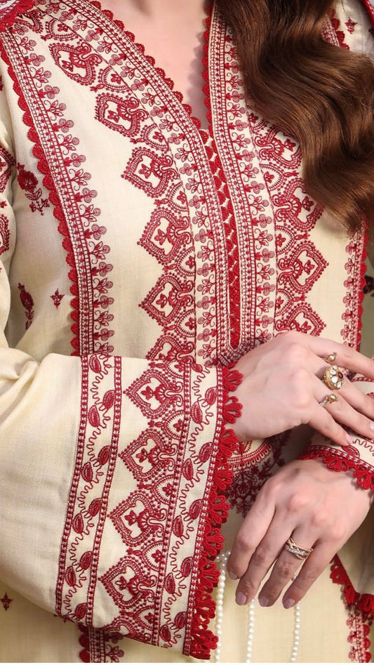 ANN-3PC DHANK EMBROIDERED UNSTITCHED