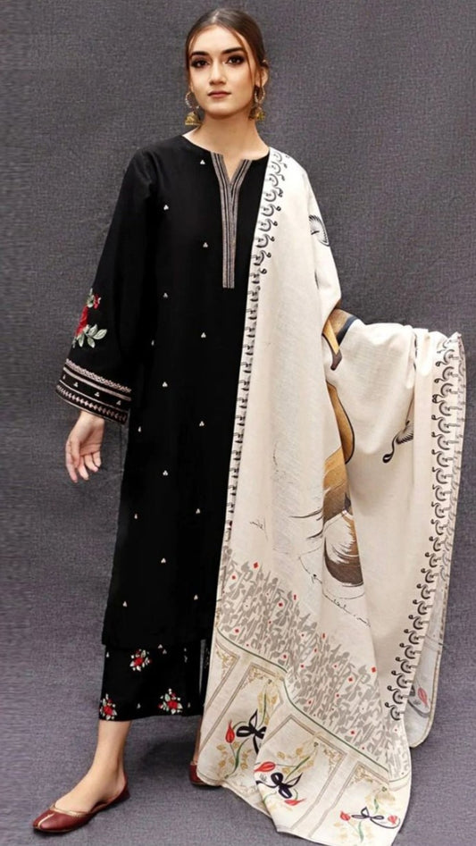 ASN-3PC DHANAK EMBROIDERY UNSTITCHED