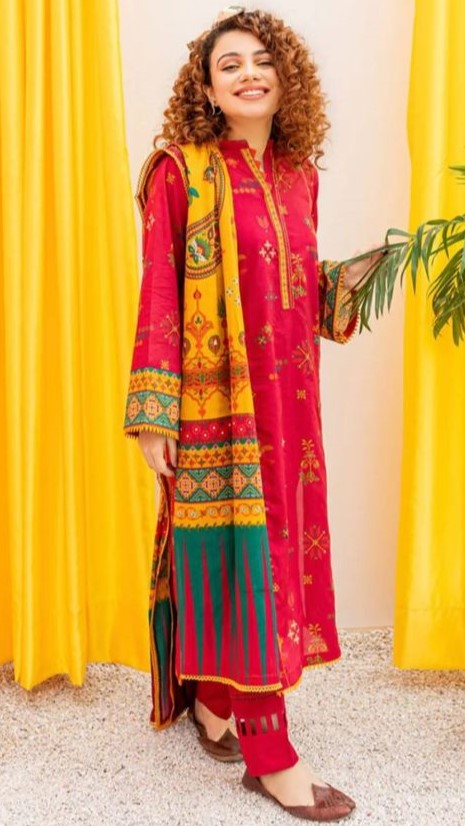 BTN- 3PC DHANAK EMBROIDERY