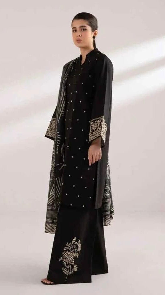 JZ-3PC UNSTITCHED FULL EMBROIDERED OUTFIT