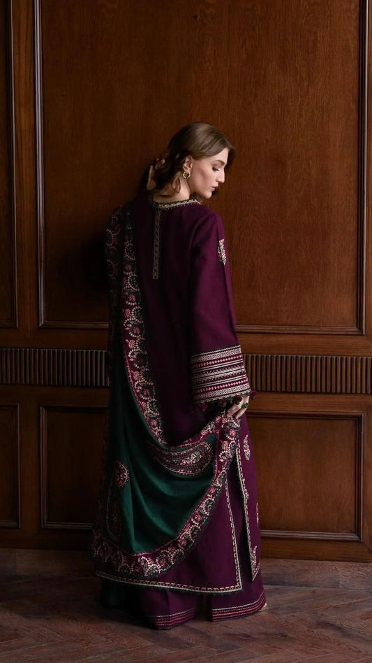 RVN-3PC HEAVY EMROIDERED UNSTITCH OUTFIT