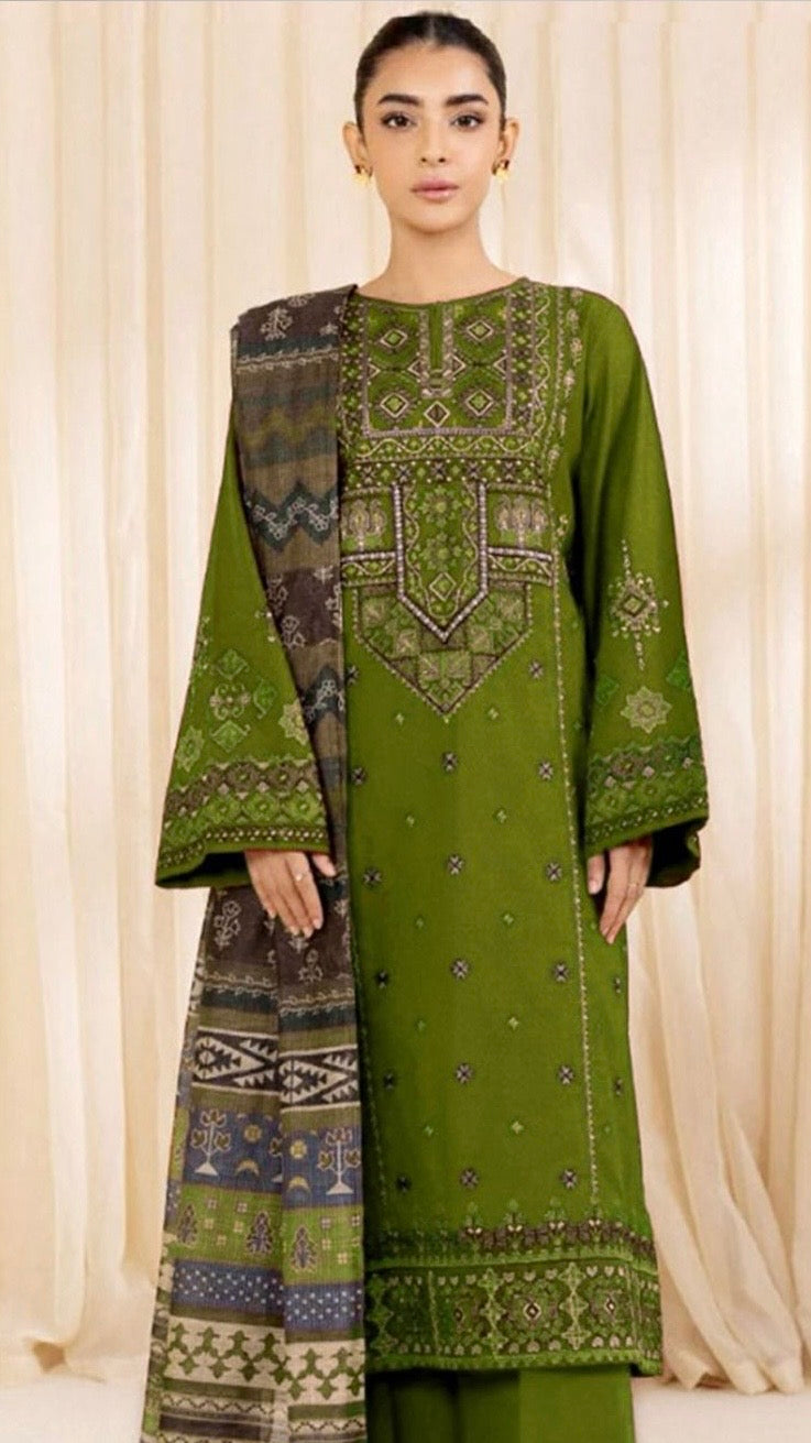 SPH-3PC UNSTITCHED FULLY EMBROIDERED OUTFIT