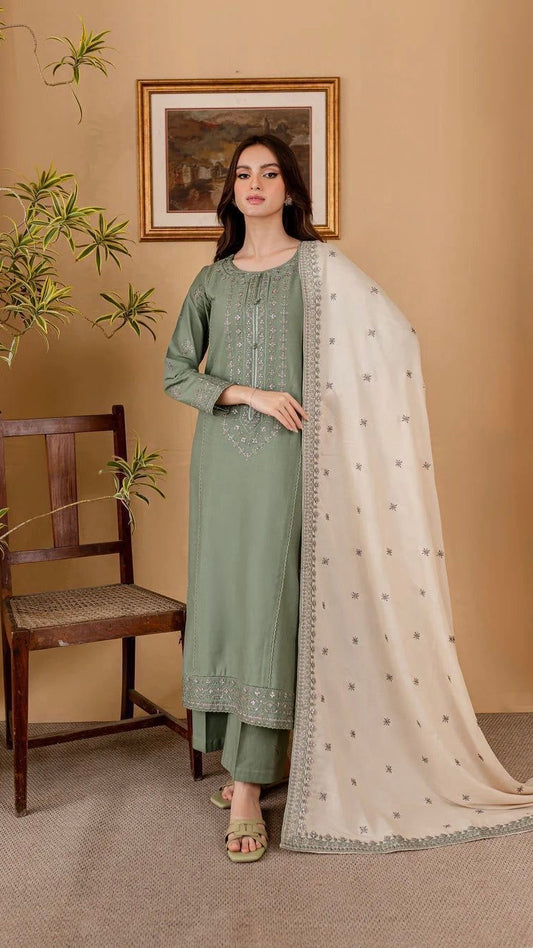 ASN-3PC DHANAK EMBROIDERED UNSTICHED