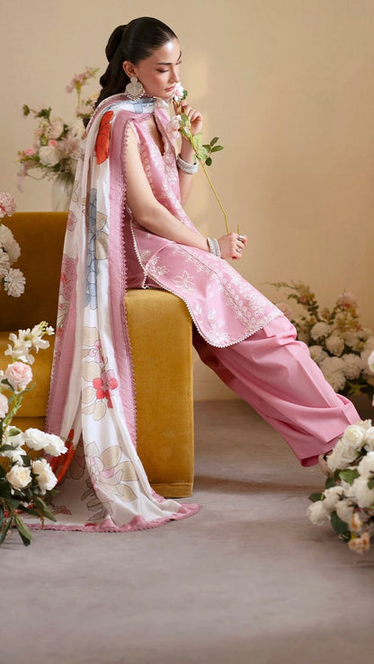 MHN-3PC UNSTITCHED EMROIDERED OUTFIT