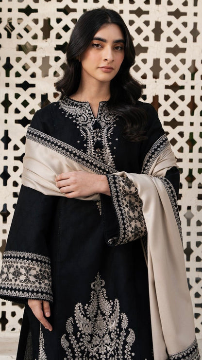 JZN-3PC UNSTITCHED FULLY EMROIDERED OUTFIT