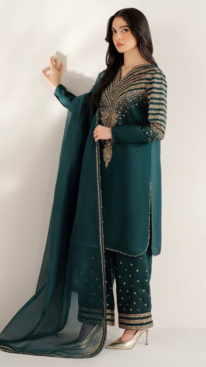 JZ-3PC UNSTITCHED HEAVY EMBROIDERED OUTFIT (EID SPECIAL)