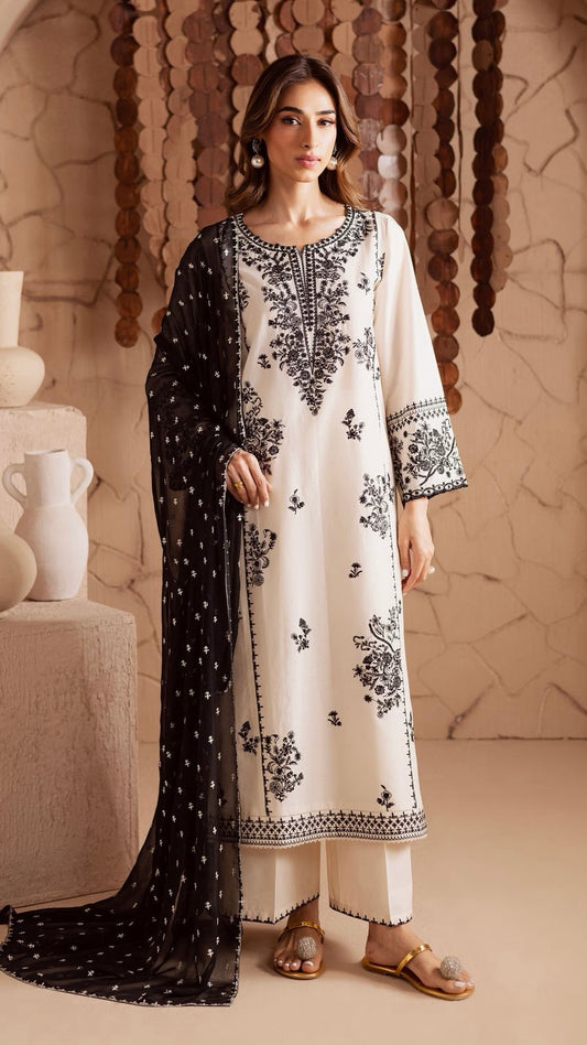 IZK-3PC UNTITCHED FULL EMBROIDERED OUTFIT