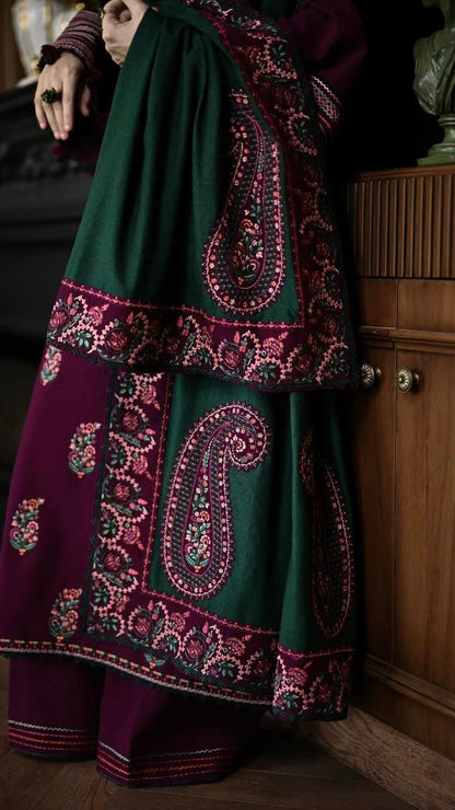 RVN-3PC HEAVY EMROIDERED UNSTITCH OUTFIT