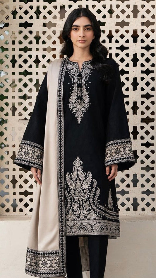 JZN-3PC UNSTITCHED FULLY EMROIDERED OUTFIT