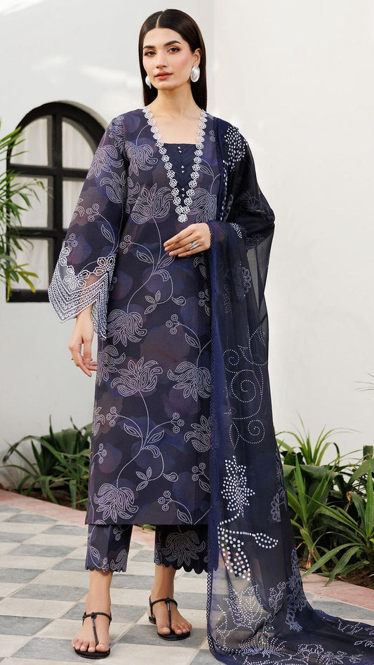 BRN KHADDAR-3PC EMBROIDERED UNSTITCHED