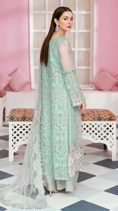 ELN-3PC ORGANZA EMBROIDERED UNSTITCHED