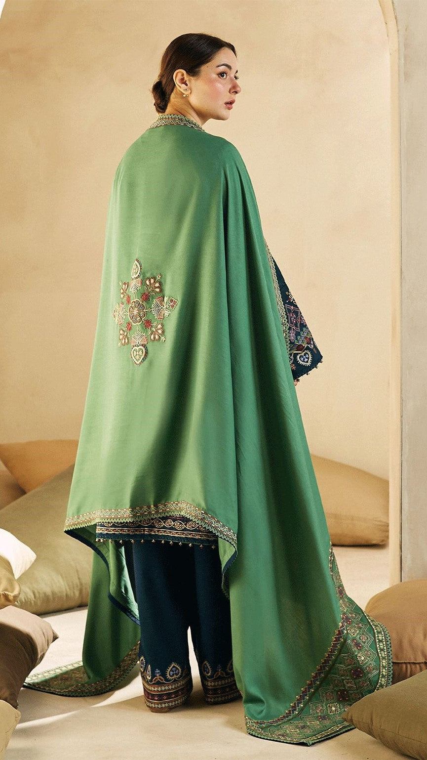 CON-3PC DHANK EMBROIDERED UNISTITCHED